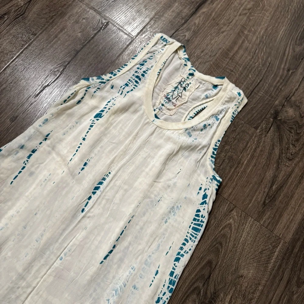 Pete & Greta White cream and Blue Sleeveless Top JW tie dye size small boho - Picture 3 of 6